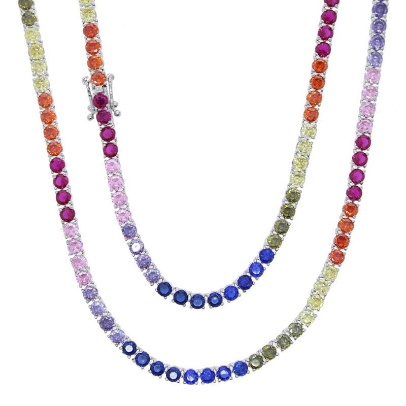 Women's 4mm Multi-Color Tennis Necklace - Different Drips