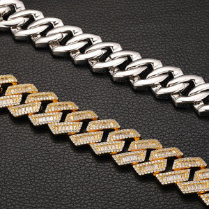 20mm VVS Baguette Moissanite & S925 Prong Cuban Link Chain - Different Drips