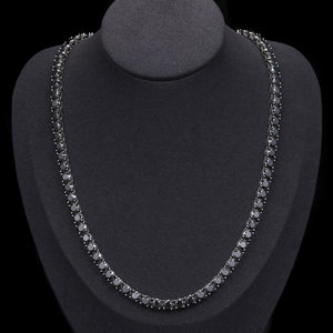 S925 Moissanite 3-5mm Black Round Cut Tennis Chain - Different Drips