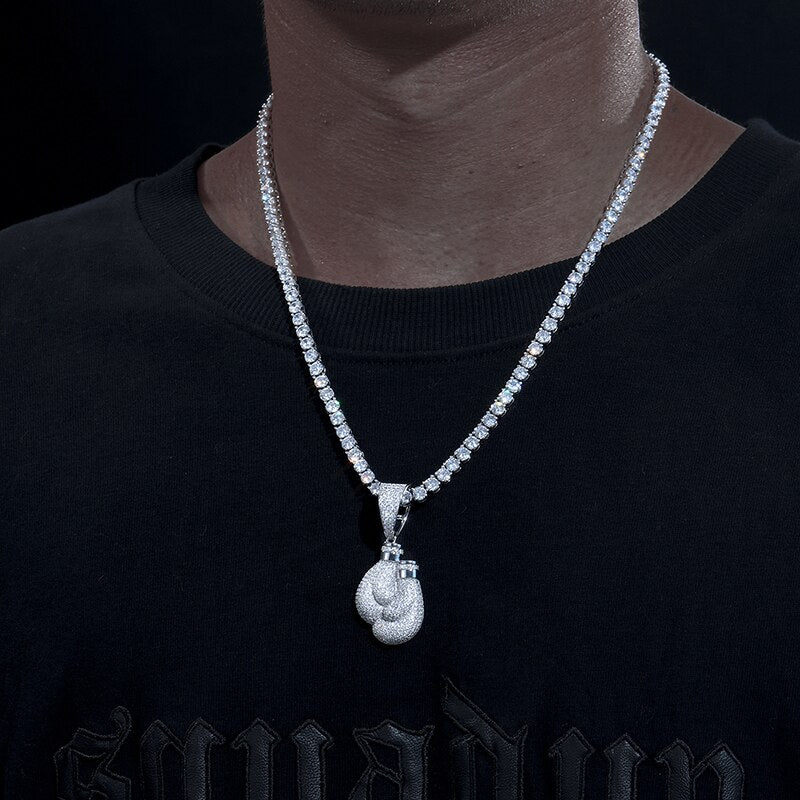 S925 Moissanite Boxing Gloves Pendant - Different Drips