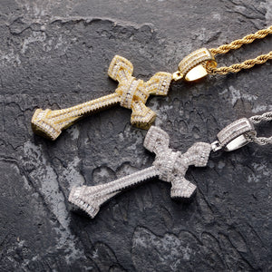 Baguette Cross Pendant - Different Drips