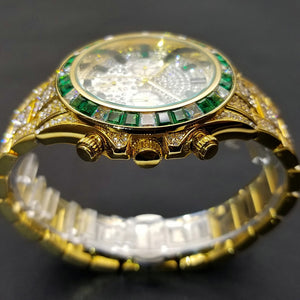 Emerald Green Baguette Bezel Chronograph Watch - Different Drips