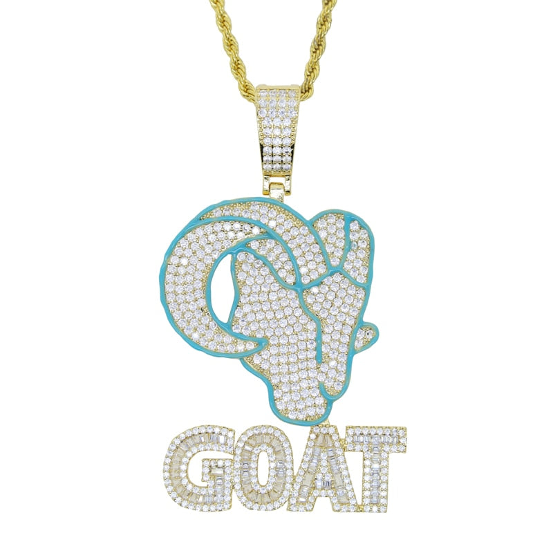 Iced Out Glow In The GOAT Pendant - Different Drips