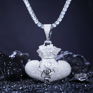 S925 Moissanite Broken Heart Money Bag Pendant - Different Drips