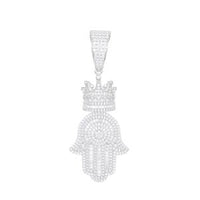 Thumbnail for S925 Moissanite Crowned Baguette Hasma Hand Pendant - Different Drips