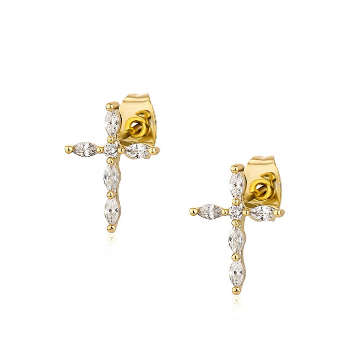 Oval Cut Cross Stud Earrings - Different Drips