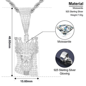 S925 Moissanite Mini Crowned Jesus Head Pendant - Different Drips