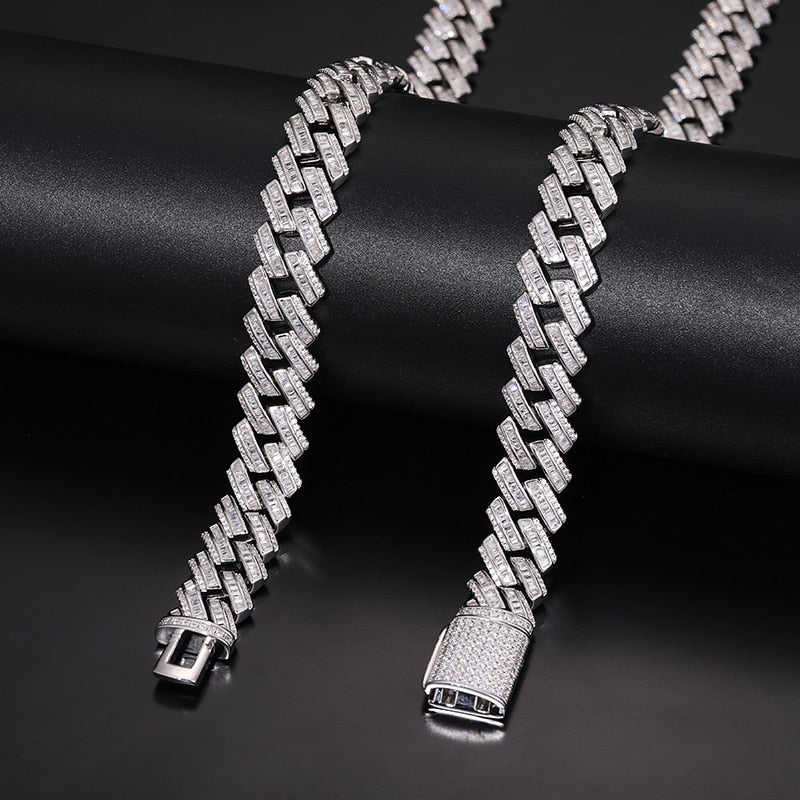 14mm S925 & VVS Moissanite Prong Cuban Link Chain - Different Drips