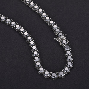 S925 Moissanite 3-5mm Black Round Cut Tennis Chain - Different Drips