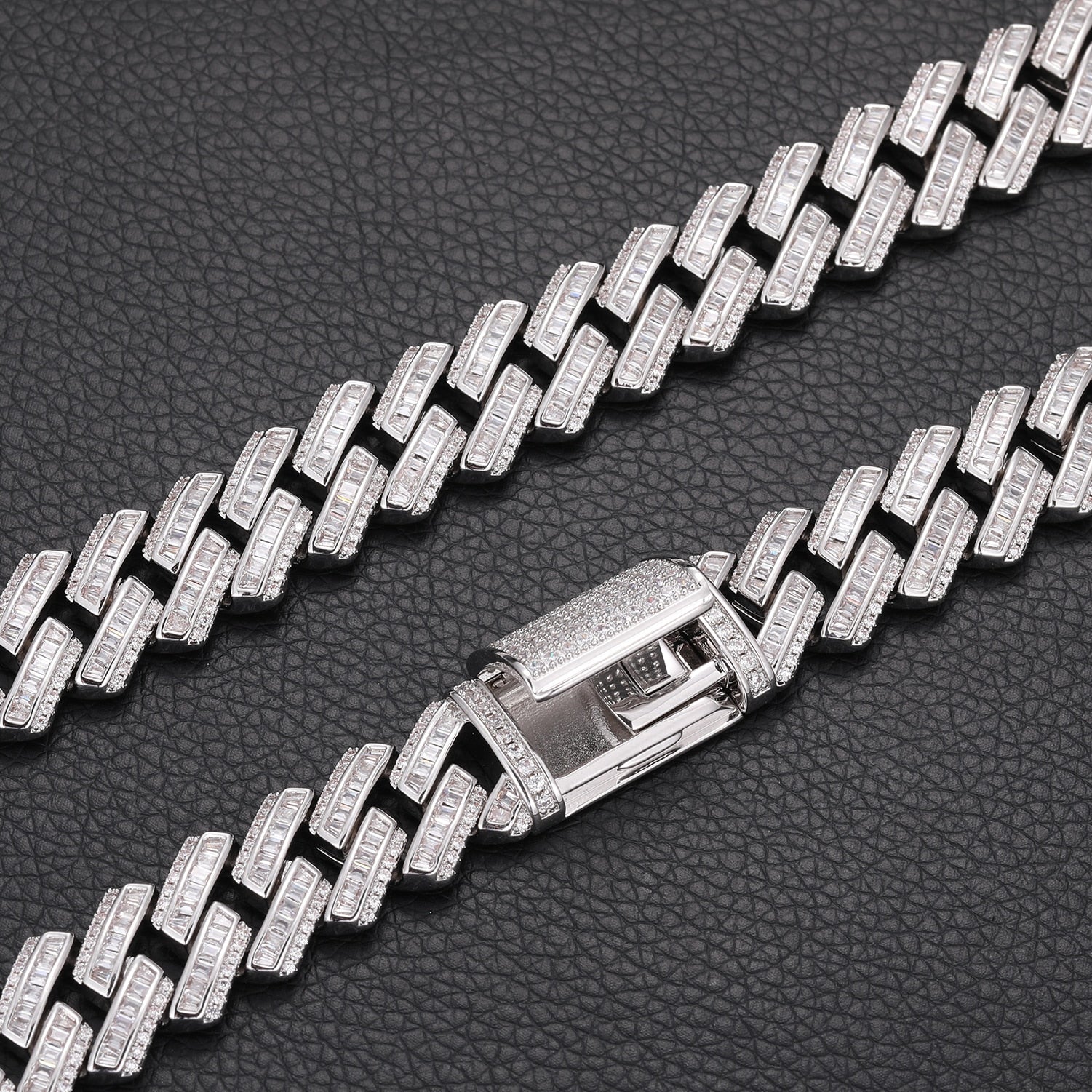 14mm S925 & VVS Moissanite Prong Cuban Link Chain - Different Drips