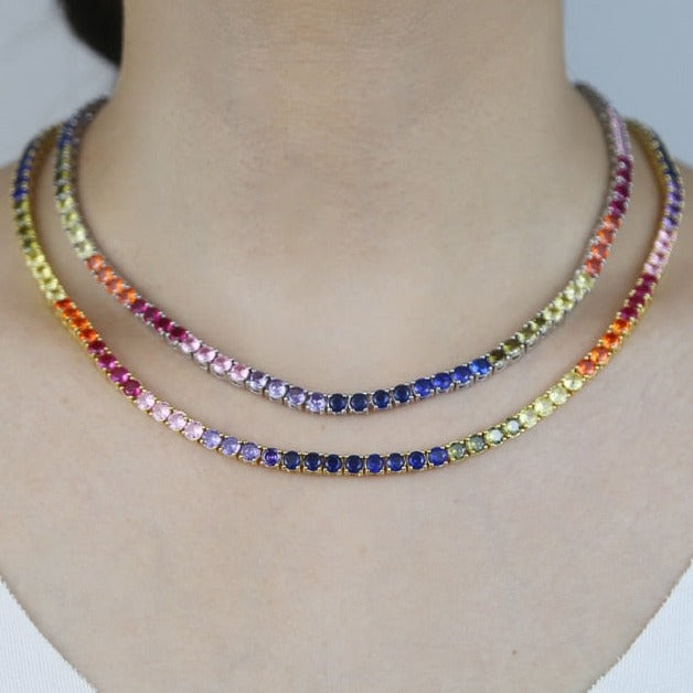 Women's 4mm Multi-Color Tennis Necklace - Different Drips