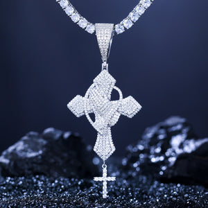 S925 Moissanite Praying Cross Pendant - Different Drips