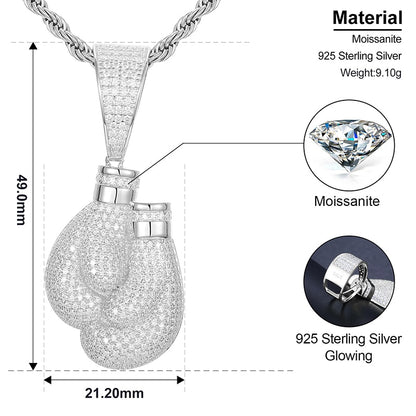 S925 Moissanite Boxing Gloves Pendant - Different Drips