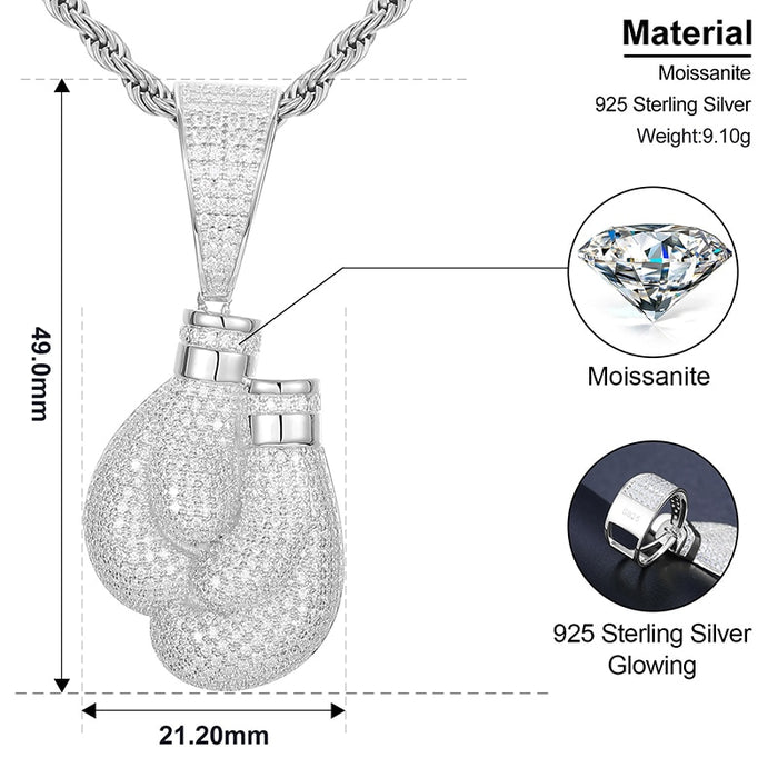 S925 Moissanite Boxing Gloves Pendant - Different Drips