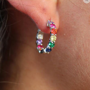 S925 Women's Multi-Color Hoop Earrings - Different Drips