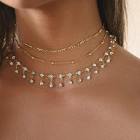 Thumbnail for Women's Round-Cut Drop Station Necklace - Different Drips