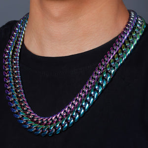 Rainbow Miami Cuban Link Chain - Different Drips