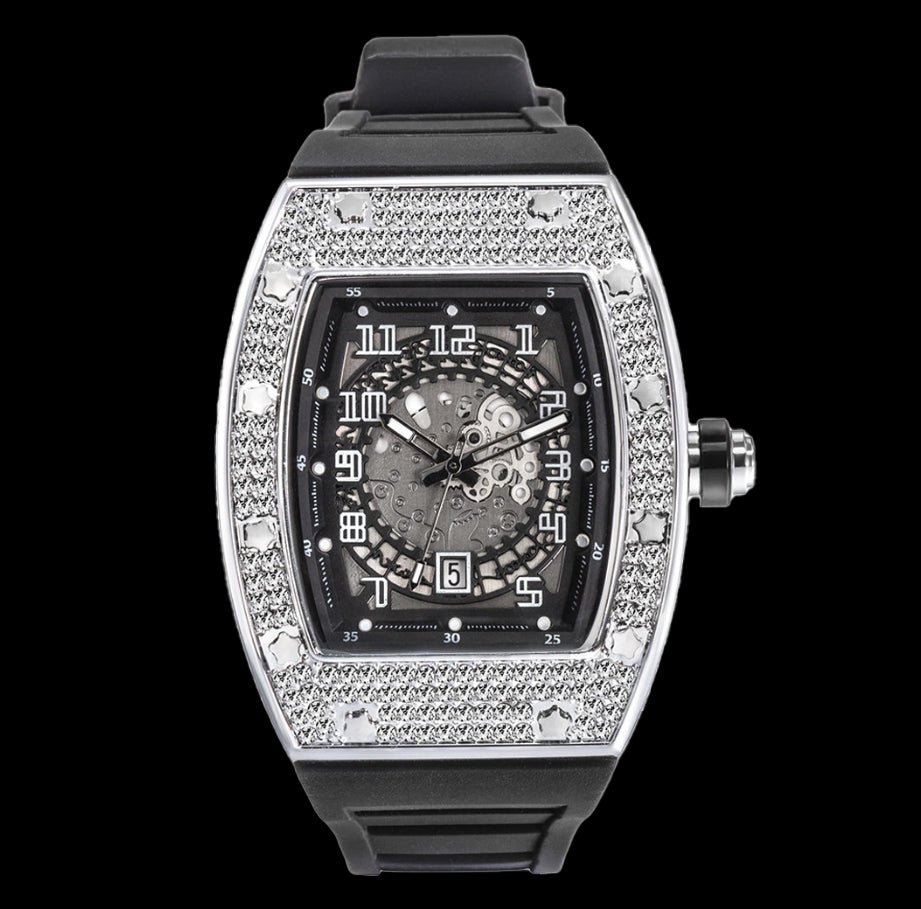 Iced Out Mechanical Watch in White Gold - Different Drips