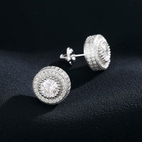 Thumbnail for Iced Triple Row Halo Stud Earrings - Different Drips