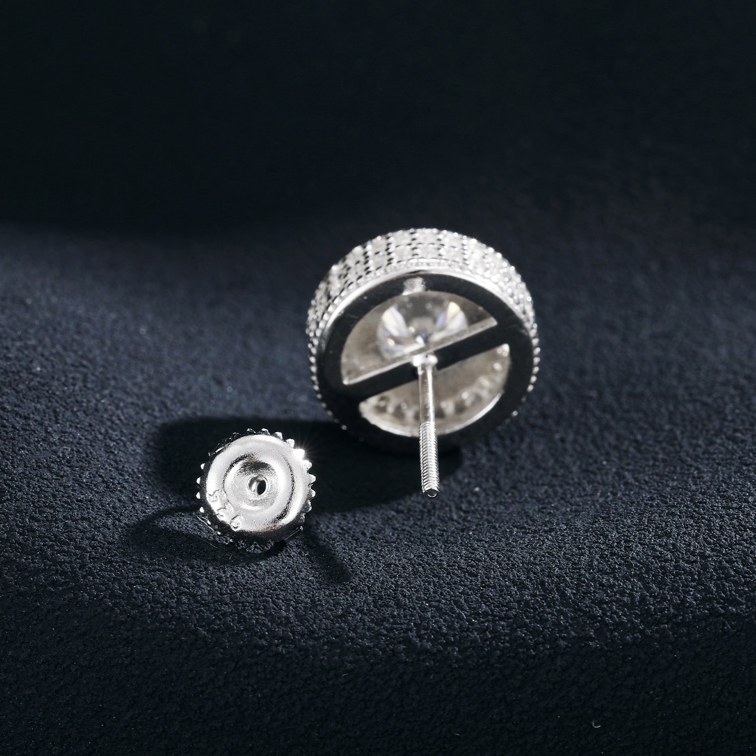 Iced Triple Row Halo Stud Earrings - Different Drips