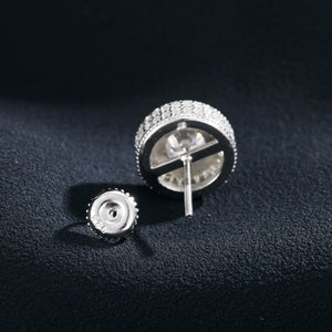 Iced Triple Row Halo Stud Earrings - Different Drips