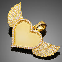 Thumbnail for Custom Heart Winged Photo Pendant - Different Drips