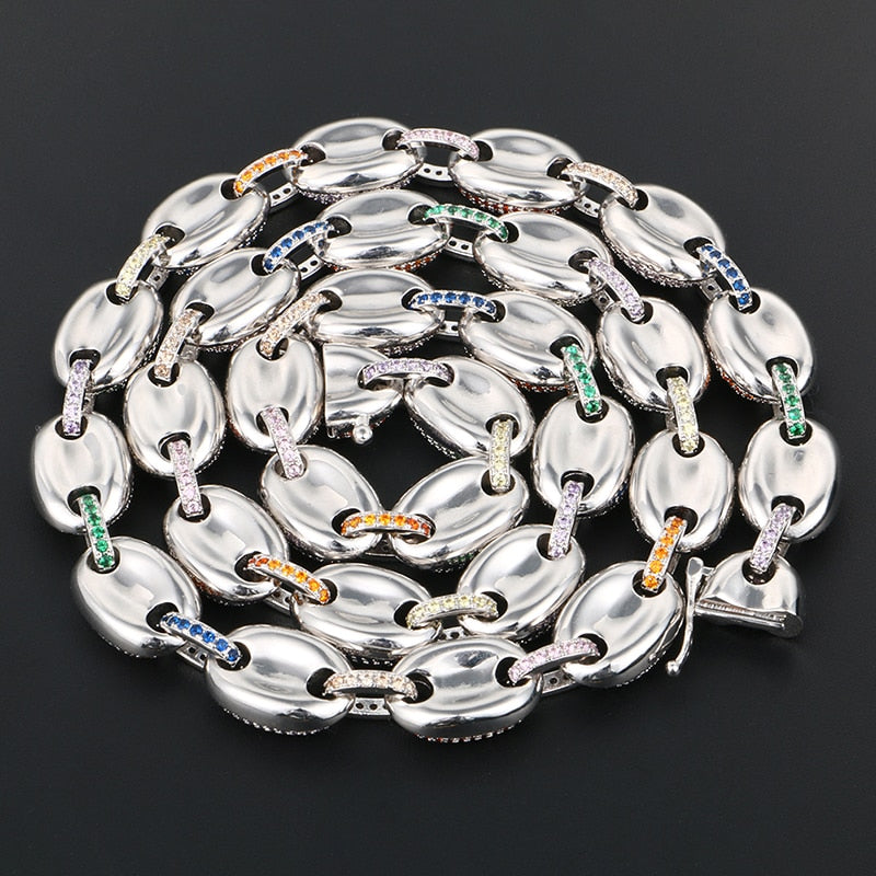 12mm Multi-Color Iced Mariner Link Chain - Different Drips