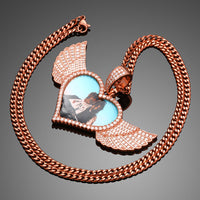 Thumbnail for Custom Heart Winged Photo Pendant - Different Drips