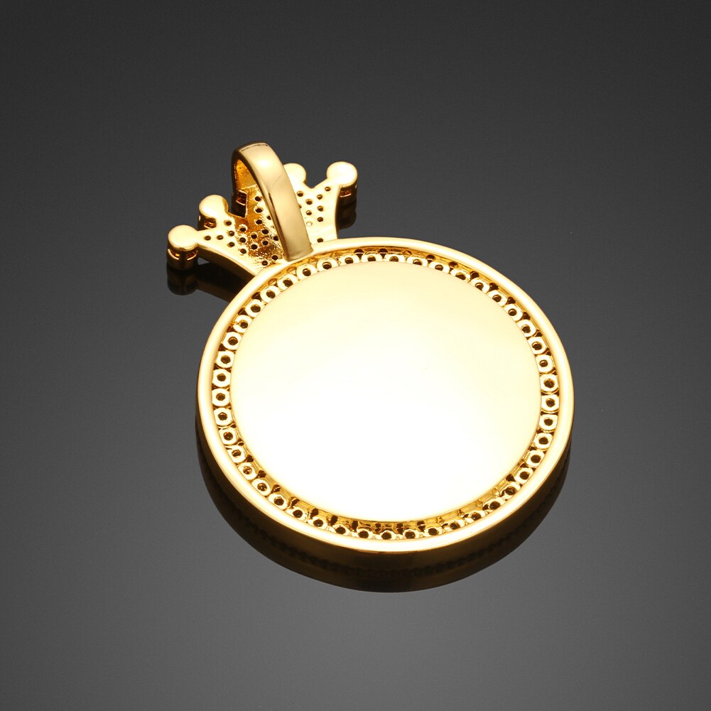 Custom Baguette Crown Round Photo Pendant - Different Drips