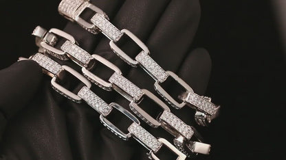 11mm Iced Out Box Chain in White Gold - Different Drips