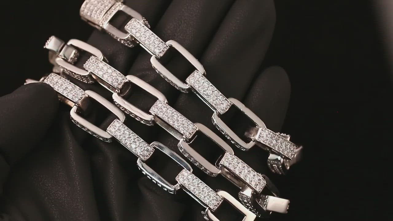 11mm Iced Out Box Chain in White Gold - Different Drips