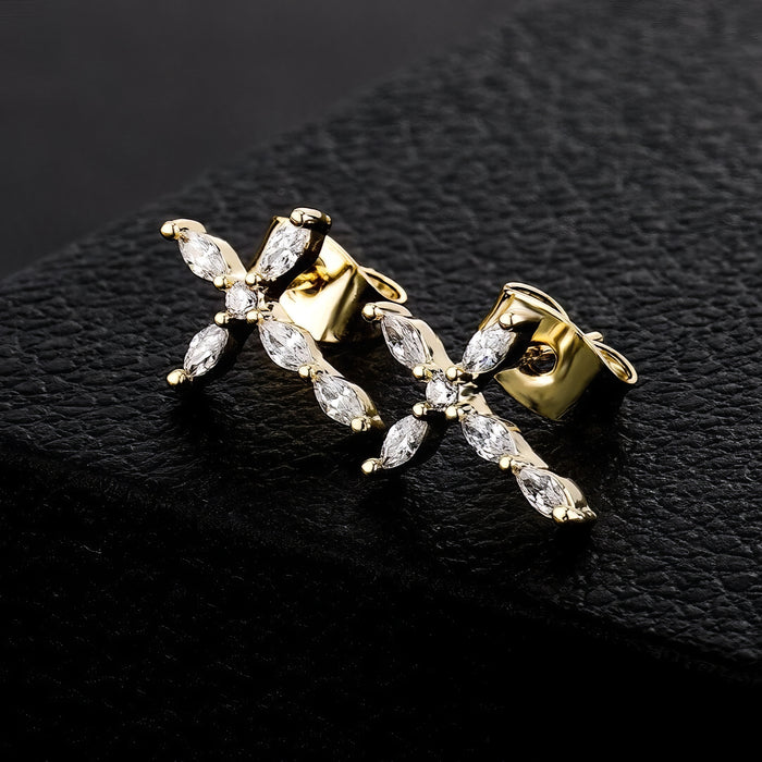 Oval Cut Cross Stud Earrings - Different Drips