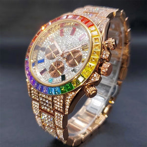 Iced Multi-Color Baguette Chronograph Watch - Different Drips