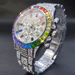 Iced Multi-Color Baguette Chronograph Watch - Different Drips