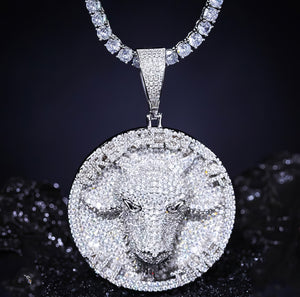 S925 Moissanite GOAT Head Circle Pendant - Different Drips