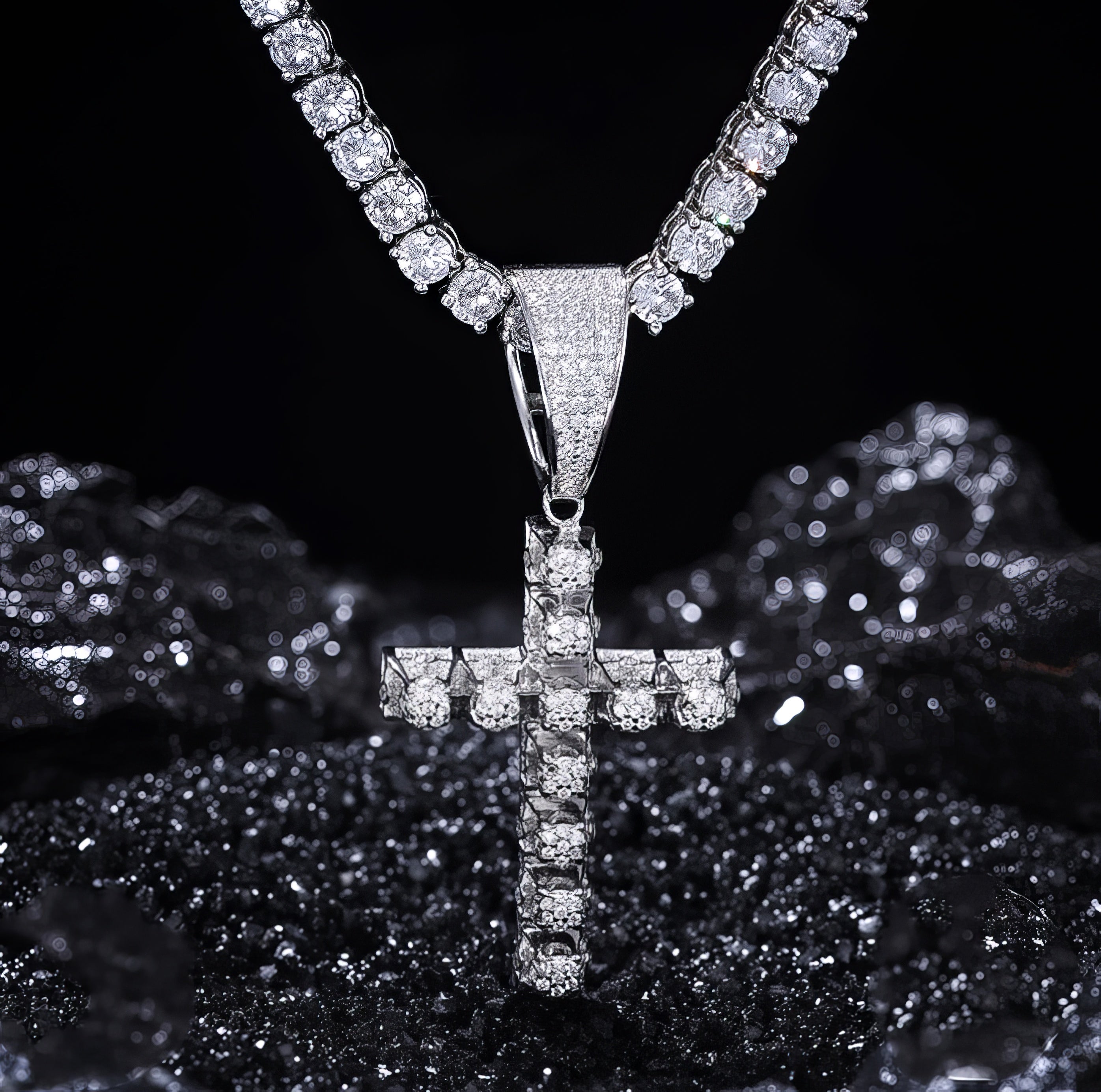 S925 Moissanite Pico Harvey Cross Pendant - Different Drips