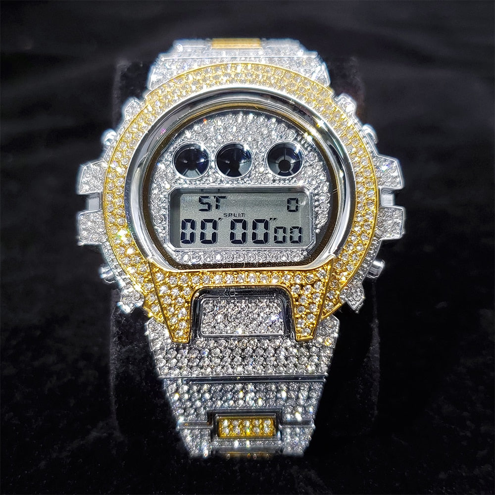 Iced Digital Chronograph Date Watch - Different Drips