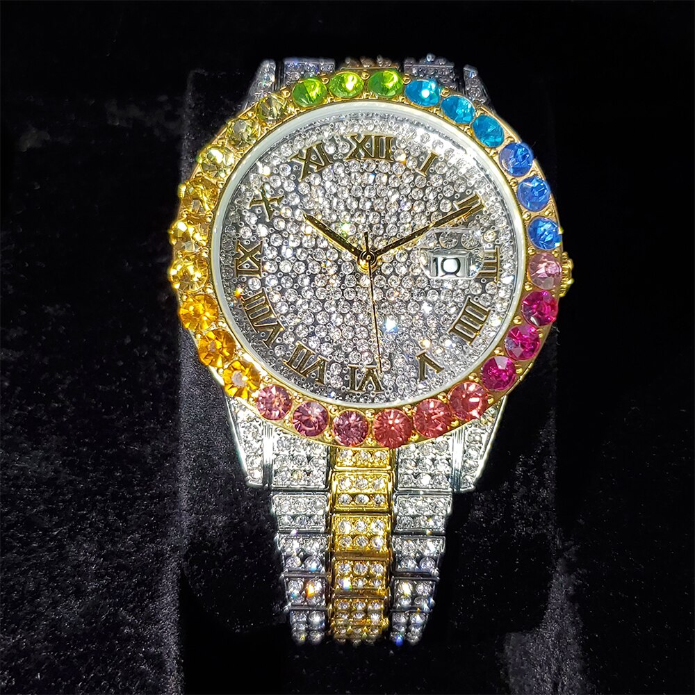 Duo Color Luxury buy Brand Iced Out Watch