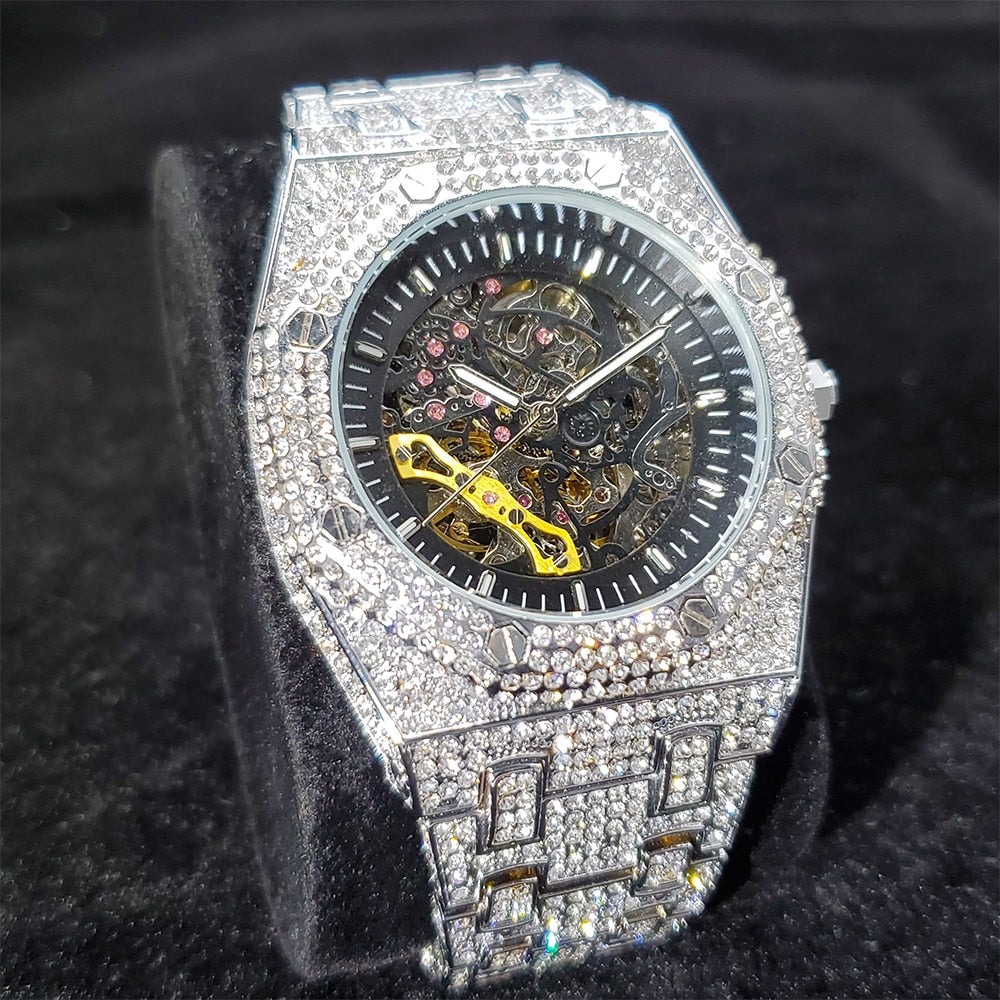 Iced Mechanical Octagonal Shaped Watch - Different Drips