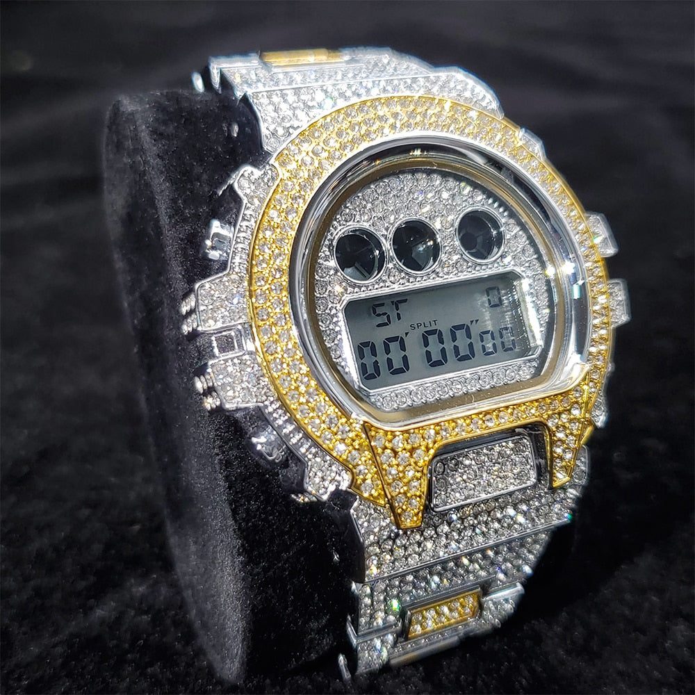 Iced Digital Chronograph Date Watch - Different Drips