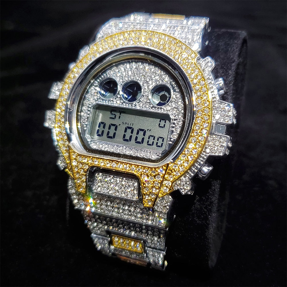 Iced Digital Chronograph Date Watch - Different Drips