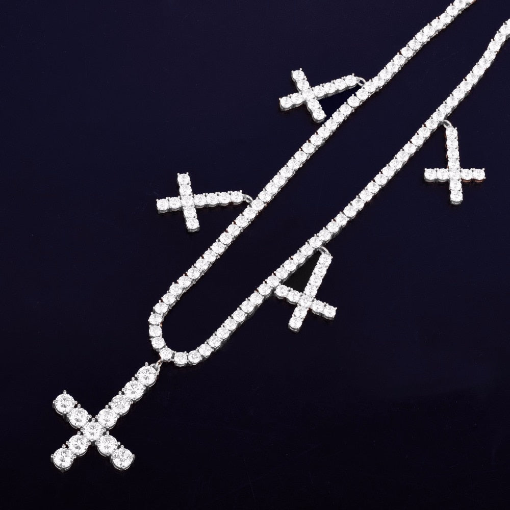 Iced Multi-Cross Tennis Chain - Different Drips