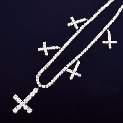 Iced Multi-Cross Tennis Chain - Different Drips