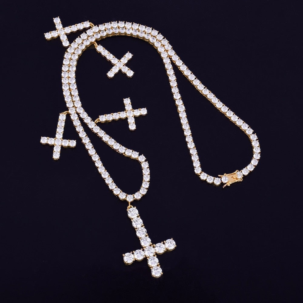 Iced Multi-Cross Tennis Chain - Different Drips