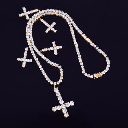 Iced Multi-Cross Tennis Chain - Different Drips