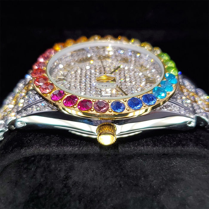 Iced Multi-Color Roman Numeral Watch - Different Drips