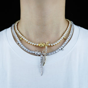 Iced 5mm Tennis Chain Dragon Necklace - Different Drips