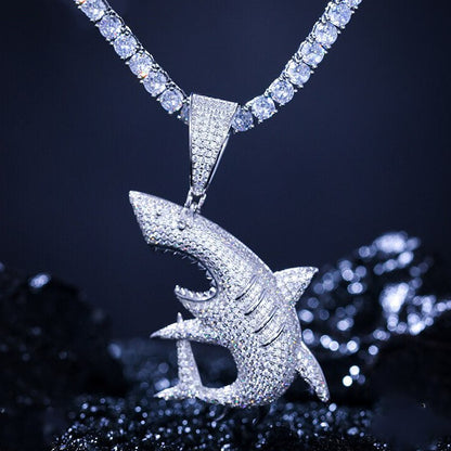 S925 Moissanite Shark Pendant - Different Drips