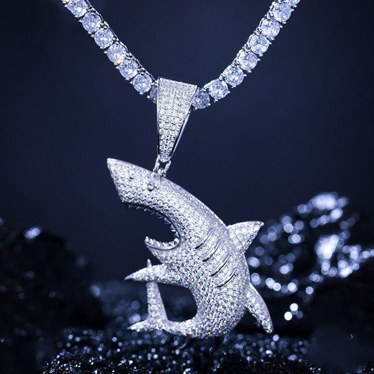 Iced Out Shark Pendant Neckchain With Rope Chain Necklace For Men | Shop  Today. Get it Tomorrow! | takealot.com