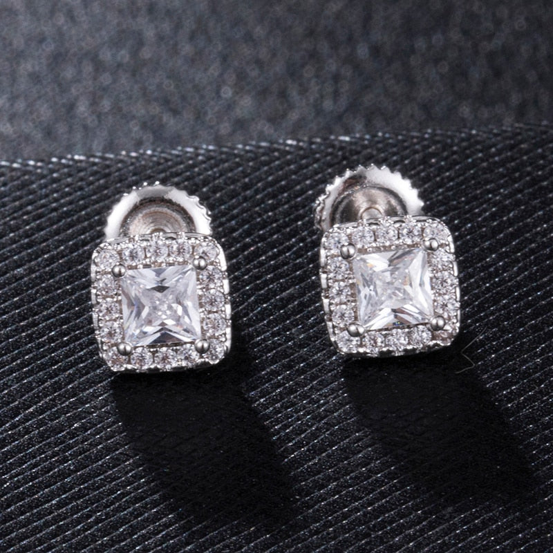 Small Square Cut Clustered Tennis Earrings - Different Drips